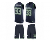 Men's Nike Seattle Seahawks #33 Tedric Thompson Limited Steel Blue Tank Top Suit NFL Jersey