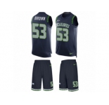 Men's Nike Seattle Seahawks #53 Arthur Brown Limited Steel Blue Tank Top Suit NFL Jersey