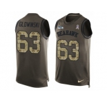 Men's Nike Seattle Seahawks #63 Mark Glowinski Limited Green Salute to Service Tank Top NFL Jersey