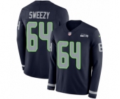 Men's Nike Seattle Seahawks #64 J.R. Sweezy Limited Navy Blue Therma Long Sleeve NFL Jersey