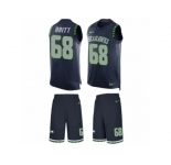 Men's Nike Seattle Seahawks #68 Justin Britt Limited Steel Blue Tank Top Suit NFL Jersey