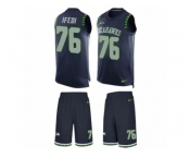 Men's Nike Seattle Seahawks #76 Germain Ifedi Limited Steel Blue Tank Top Suit NFL Jersey