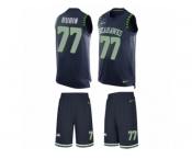 Men's Nike Seattle Seahawks #77 Ahtyba Rubin Limited Steel Blue Tank Top Suit NFL Jersey