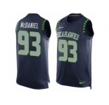 Men's Nike Seattle Seahawks #93 Tony McDaniel Limited Steel Blue Player Name & Number Tank Top NFL Jersey