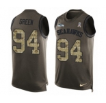 Men's Nike Seattle Seahawks #94 Rasheem Green Limited Green Salute to Service Tank Top NFL Jersey