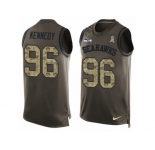 Men's Nike Seattle Seahawks #96 Cortez Kennedy Limited Green Salute to Service Tank Top NFL Jersey