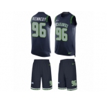 Men's Nike Seattle Seahawks #96 Cortez Kennedy Limited Steel Blue Tank Top Suit NFL Jersey