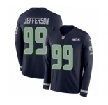 Men's Nike Seattle Seahawks #99 Quinton Jefferson Limited Navy Blue Therma Long Sleeve NFL Jersey