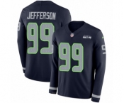 Men's Nike Seattle Seahawks #99 Quinton Jefferson Limited Navy Blue Therma Long Sleeve NFL Jersey