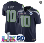 Men's Seattle Seahawks #10 Cooper Kupp Navy 2025 F.U.S.E. Super Bowl LX Patch And 50th Season Patch Vapor Limited Football Stitched Jersey