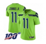 Men's Seattle Seahawks #11 Gary Jennings Jr. Limited Green Rush Vapor Untouchable 100th Season Football Jersey