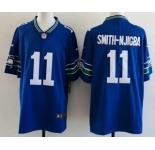 Men's Seattle Seahawks #11 Jaxon Smith Njigba Limited Blue Throwback Vapor Jersey