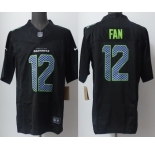 Men's Seattle Seahawks #12 Fan Limited Black Fashion FUSE Vapor Jersey