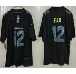Men's Seattle Seahawks #12 Fan Limited Black Fashion Vapor Jersey