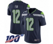 Men's Seattle Seahawks 12th Fan Navy Blue Team Color Vapor Untouchable Limited Player 100th Season Football Jersey