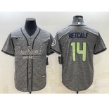 Men's Seattle Seahawks #14 DK Metcalf Grey Gridiron With Patch Cool Base Stitched Baseball Jersey