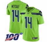 Men's Seattle Seahawks #14 D.K. Metcalf Limited Green Rush Vapor Untouchable 100th Season Football Jersey