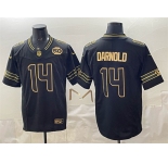 Men's Seattle Seahawks #14 Sam Darnold Black Gold 2025 F.U.S.E. 50th Season Patch Vapor Limited Stitched Football Jersey