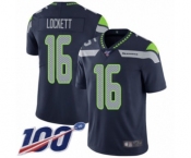 Men's Seattle Seahawks #16 Tyler Lockett Navy Blue Team Color Vapor Untouchable Limited Player 100th Season Football Jersey