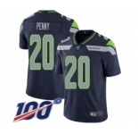 Men's Seattle Seahawks #20 Rashaad Penny Navy Blue Team Color Vapor Untouchable Limited Player 100th Season Football Jersey