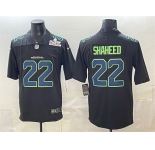 Men's Seattle Seahawks #22 Rashid Shaheed Black 2025 Super Bowl LX Patch Carbon Fashion Vapor Untouchable Limited Stitched Football Jersey