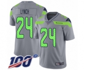 Men's Seattle Seahawks #24 Marshawn Lynch Limited Silver Inverted Legend 100th Season Football Jersey