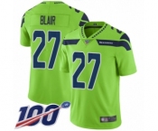 Men's Seattle Seahawks #27 Marquise Blair Limited Green Rush Vapor Untouchable 100th Season Football Jersey