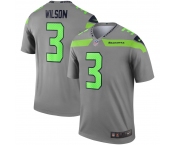 Men's Seattle Seahawks #3 Russell Wilson Limited Silver Inverted Legend Football Jersey