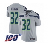 Men's Seattle Seahawks #32 Chris Carson Grey Alternate Vapor Untouchable Limited Player 100th Season Football Jersey