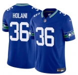 Men's Seattle Seahawks #36 George Holani Royal 2024 F.U.S.E Throwback Vapor Limited Football Stitched Jersey