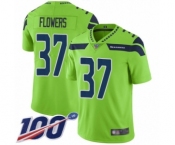 Men's Seattle Seahawks #37 Tre Flowers Limited Green Rush Vapor Untouchable 100th Season Football Jersey