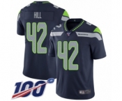 Men's Seattle Seahawks #42 Delano Hill Navy Blue Team Color Vapor Untouchable Limited Player 100th Season Football Jersey