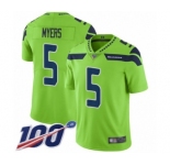 Men's Seattle Seahawks #5 Jason Myers Limited Green Rush Vapor Untouchable 100th Season Football Jersey