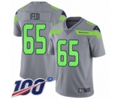 Men's Seattle Seahawks #65 Germain Ifedi Limited Silver Inverted Legend 100th Season Football Jersey