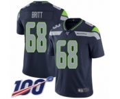 Men's Seattle Seahawks #68 Justin Britt Navy Blue Team Color Vapor Untouchable Limited Player 100th Season Football Jersey