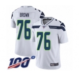 Men's Seattle Seahawks #76 Duane Brown White Vapor Untouchable Limited Player 100th Season Football Jersey