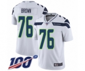 Men's Seattle Seahawks #76 Duane Brown White Vapor Untouchable Limited Player 100th Season Football Jersey