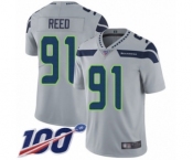 Men's Seattle Seahawks #91 Jarran Reed Grey Alternate Vapor Untouchable Limited Player 100th Season Football Jersey