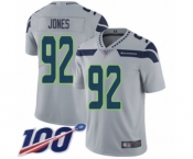 Men's Seattle Seahawks #92 Nazair Jones Grey Alternate Vapor Untouchable Limited Player 100th Season Football Jersey