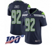 Men's Seattle Seahawks #92 Nazair Jones Navy Blue Team Color Vapor Untouchable Limited Player 100th Season Football Jersey