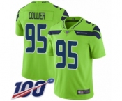 Men's Seattle Seahawks #95 L.J. Collier Limited Green Rush Vapor Untouchable 100th Season Football Jersey
