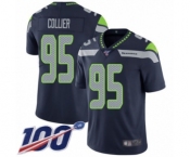 Men's Seattle Seahawks #95 L.J. Collier Navy Blue Team Color Vapor Untouchable Limited Player 100th Season Football Jersey