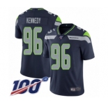 Men's Seattle Seahawks #96 Cortez Kennedy Navy Blue Team Color Vapor Untouchable Limited Player 100th Season Football Jersey