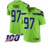Men's Seattle Seahawks #97 Poona Ford Limited Green Rush Vapor Untouchable 100th Season Football Jersey