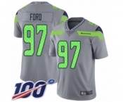 Men's Seattle Seahawks #97 Poona Ford Limited Silver Inverted Legend 100th Season Football Jersey