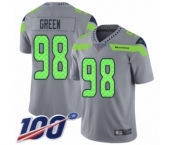 Men's Seattle Seahawks #98 Rasheem Green Limited Silver Inverted Legend 100th Season Football Jersey