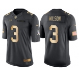 Nike Seattle Seahawks #3 Russell Wilson Anthracite 2016 Christmas Gold Men's NFL Limited Salute to Service Jersey