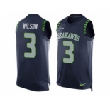 Nike Seattle Seahawks #3 Russell Wilson Steel Blue Team Color Men's Stitched NFL Limited Tank Top Jersey