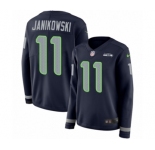 Women's Nike Seattle Seahawks #11 Sebastian Janikowski Limited Navy Blue Therma Long Sleeve NFL Jersey