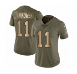 Women's Nike Seattle Seahawks #11 Sebastian Janikowski Limited Olive Gold 2017 Salute to Service NFL Jersey